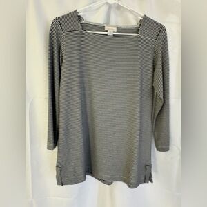 Chico’s Black and white striped‎ top sz 0